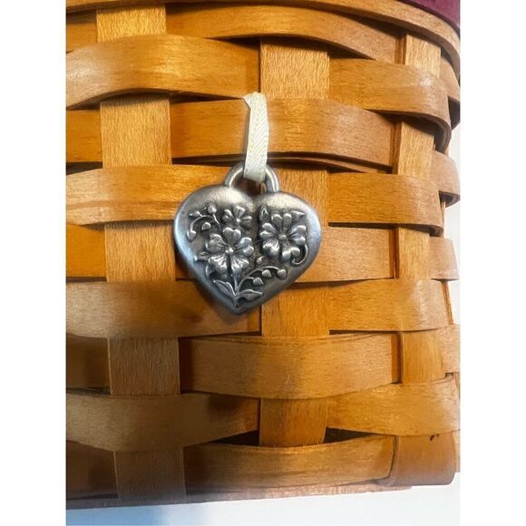 Longaberger Basket 2001 Sweetheart Red Love Notes Fabric Plastic Lined Charm - Picture 5 of 11